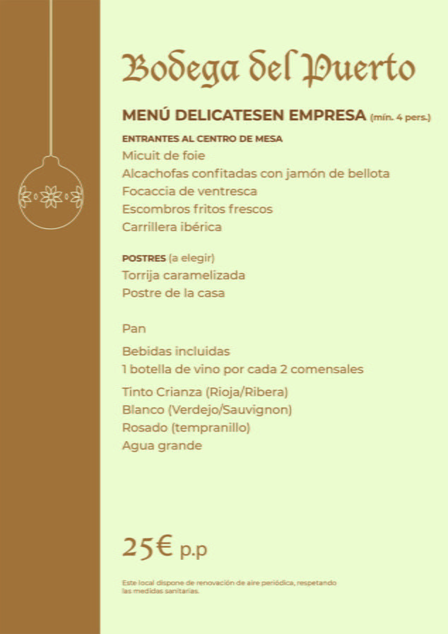 Imagen: Menú delicatessen para empresas por 25€ -Bodega Del Puerto