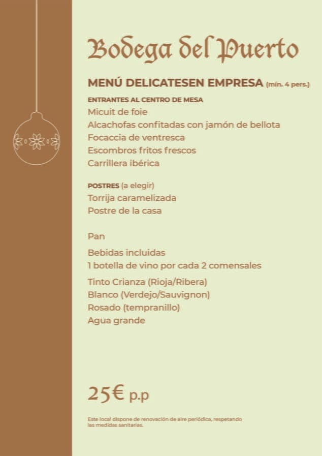 Imagen: Menú delicatessen para empresas por 25€ -Bodega Del Puerto