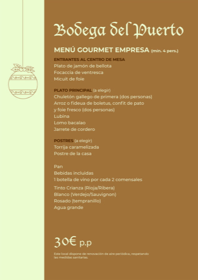 Imagen: Menú gourmet para empresas por 30€ -Bodega Del Puerto