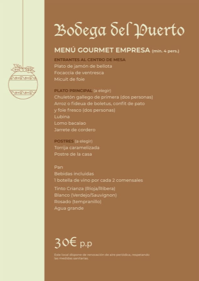 Imagen: Menú gourmet para empresas por 30€ -Bodega Del Puerto