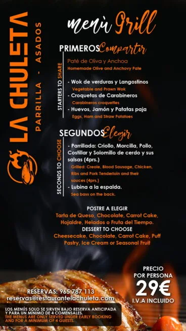 Menú Grill por 29€ – La Chuleta