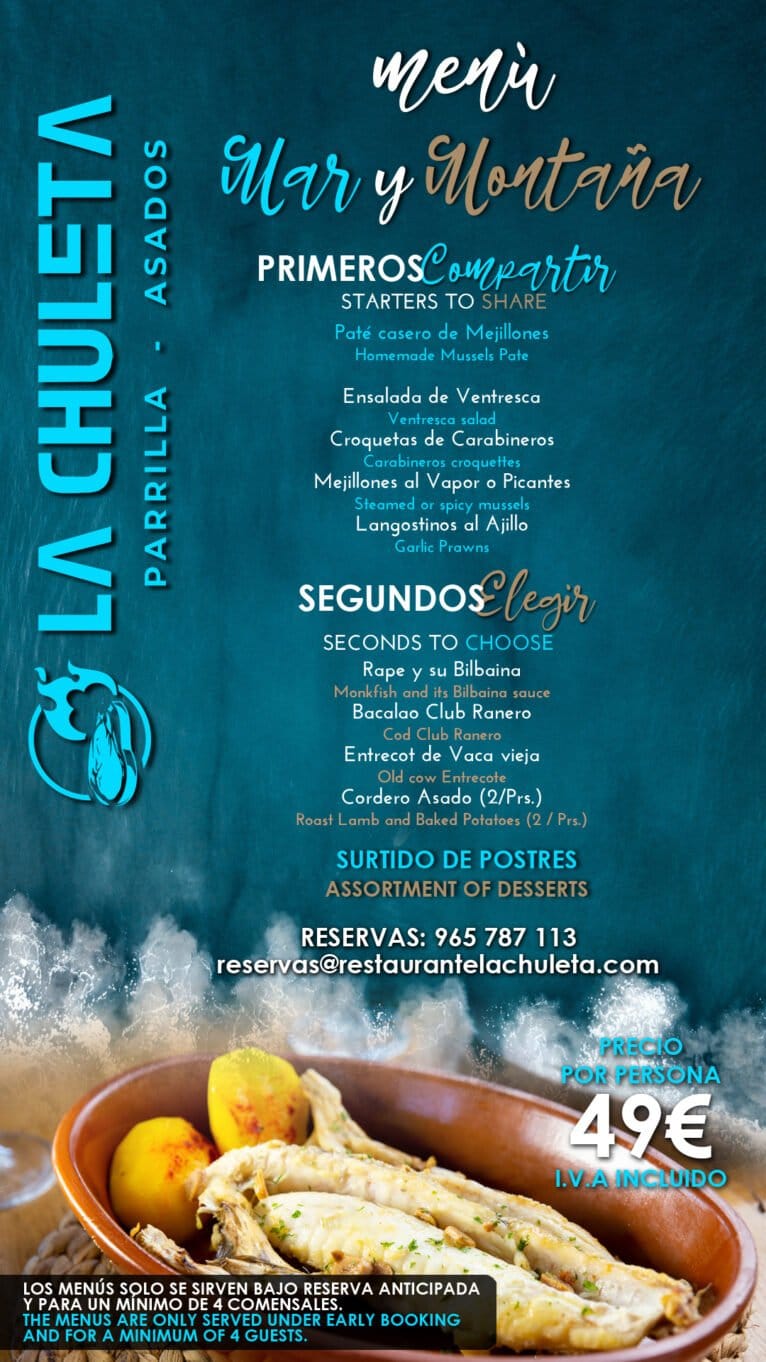 Menú mar y montaña por 49€ - La Chuleta