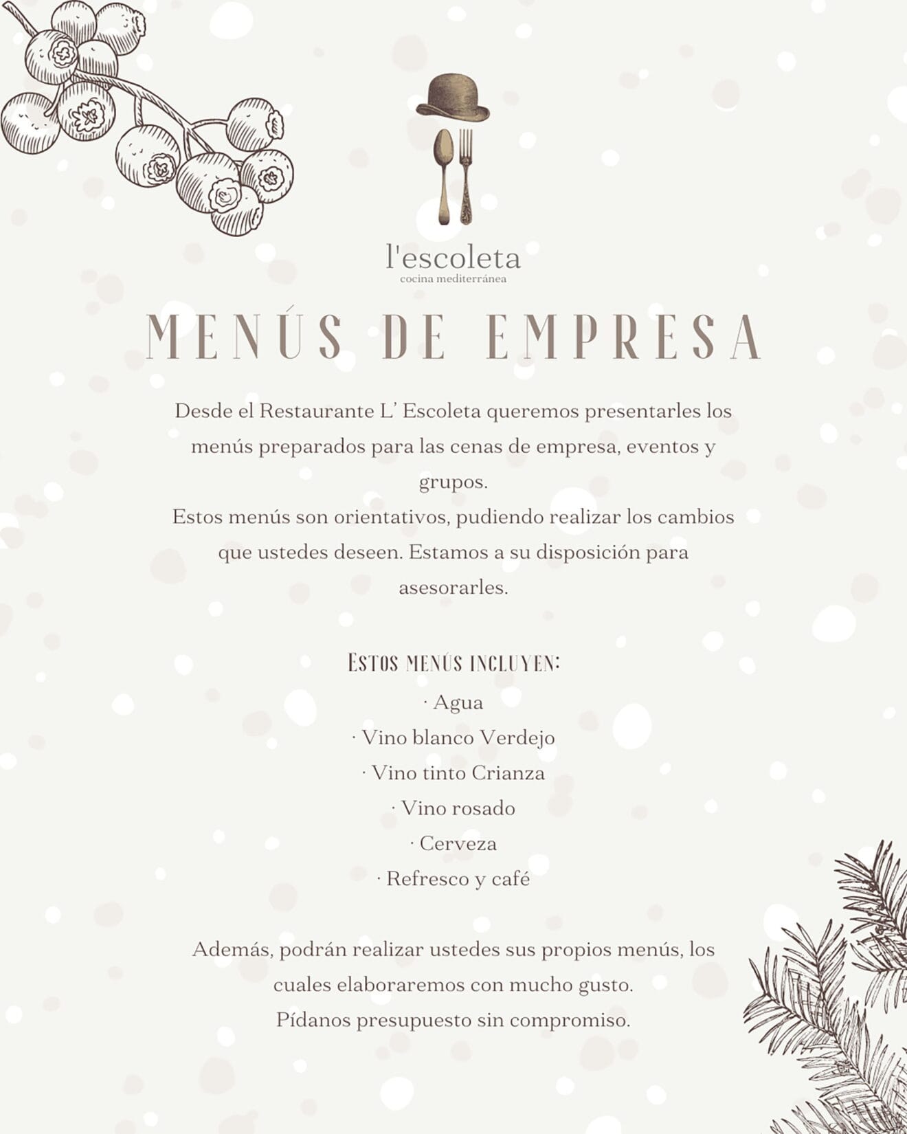 Menús de empresa en L'Escoleta