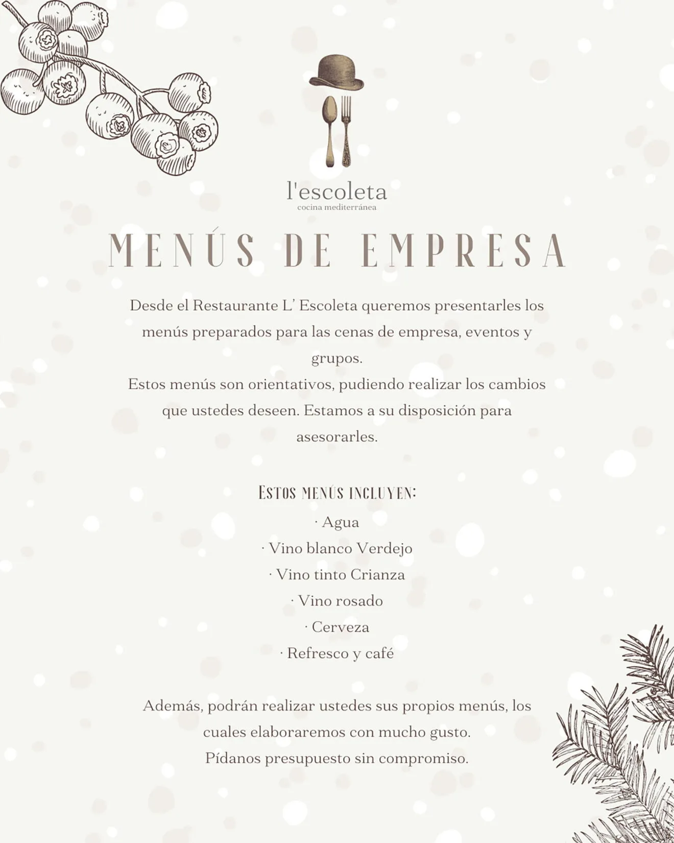 Menús de empresa en L'Escoleta