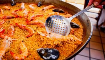 Paellas de pescado, marisco, carne y verduras