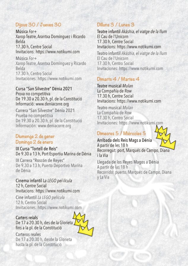 Papá Noel y Reyes Magos se darán cita en Dénia: una Navidad «como las de antes» 5 programa de actividades navidenas en denia