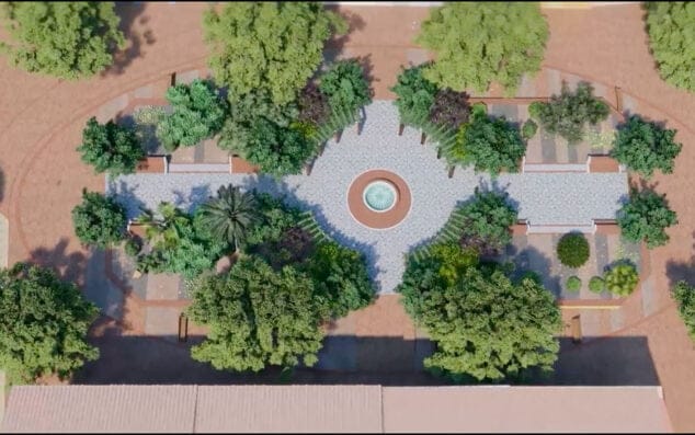 Imagen: Vista cenital de la nueva Glorieta de Dénia, con plataforma única