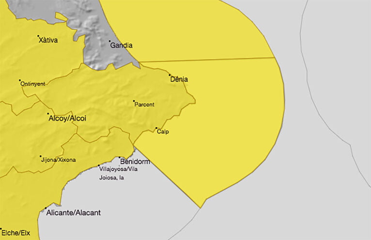Alerta amarilla de la AEMET en Dénia por fuerte viento