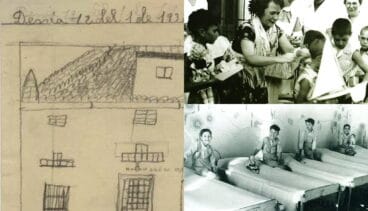 Dibujo del Hogar Sueco por uno de los niños acogidos | Biblioteca Nacional