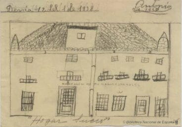 Dibujo del Hogar Sueco por uno de los niños acogidos | Biblioteca Nacional