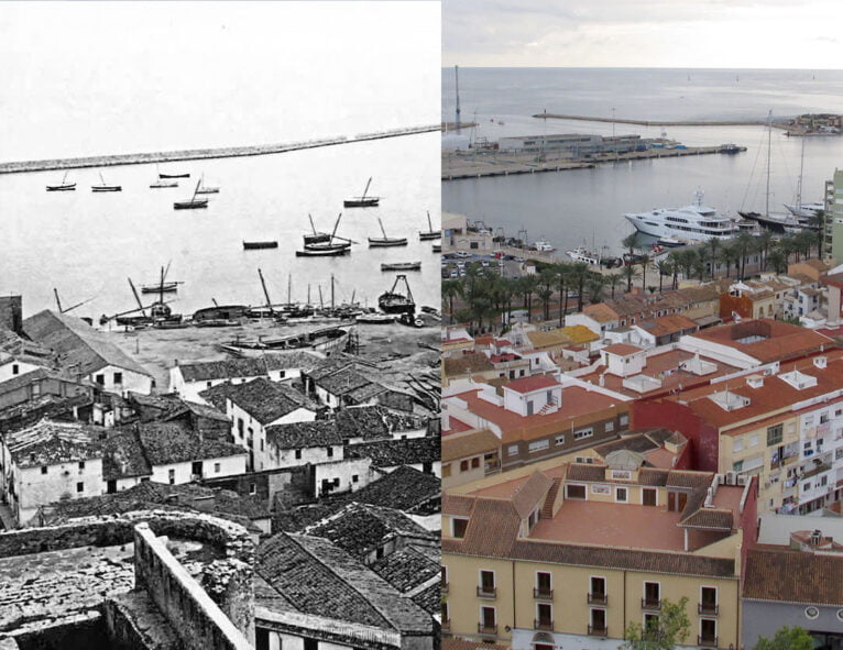 El port de Dénia amb un segle de diferència