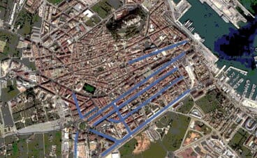 callejero de denia con las 10 vias con mas habitantes marcadas