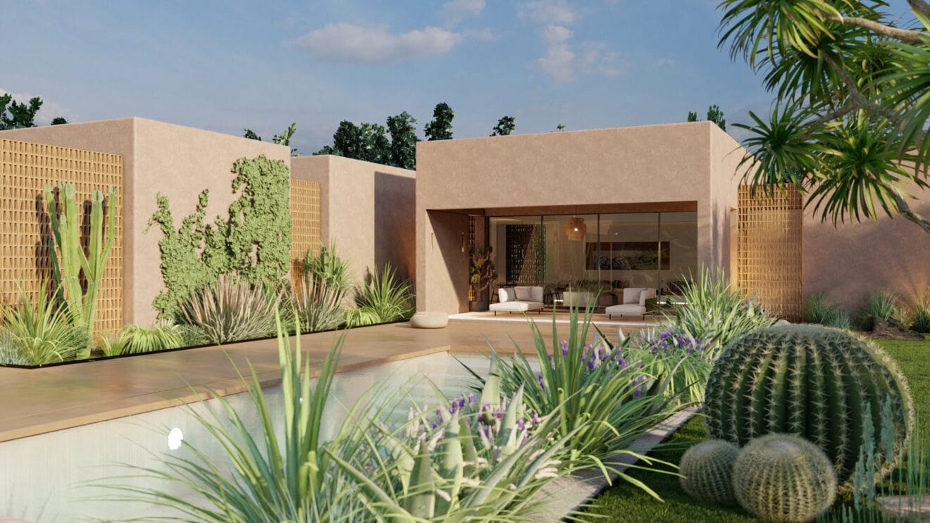 Jardín con piscina en Casa Benimaquia de QB Arquitectos
