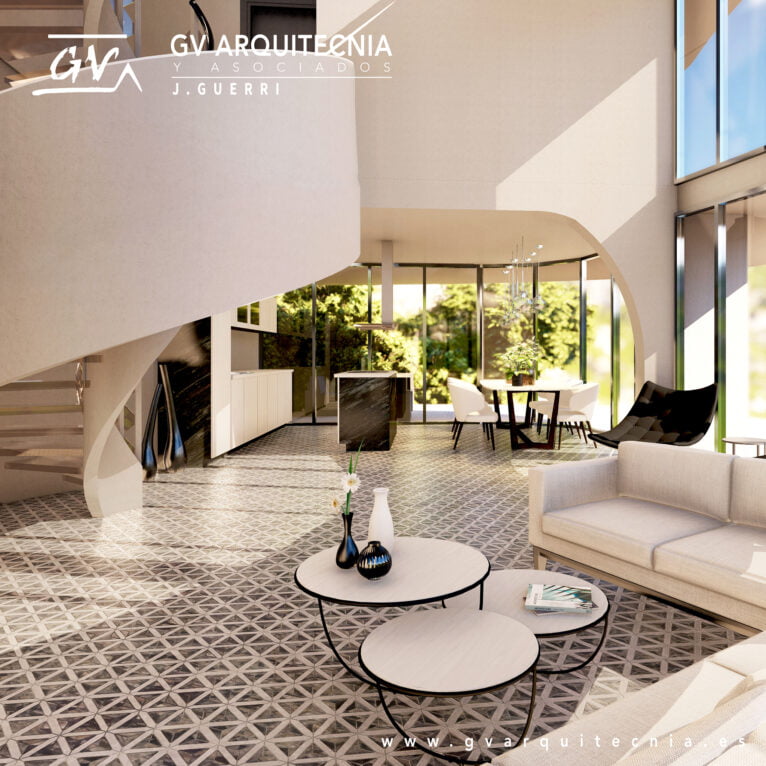 Moderno interior del proyecto de vivienda en La Sella, Pedreguer - Gv Arquitecnia