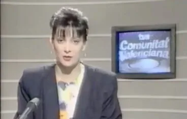 rosa balaguer durante una retransmision del informativo aitana de 1989
