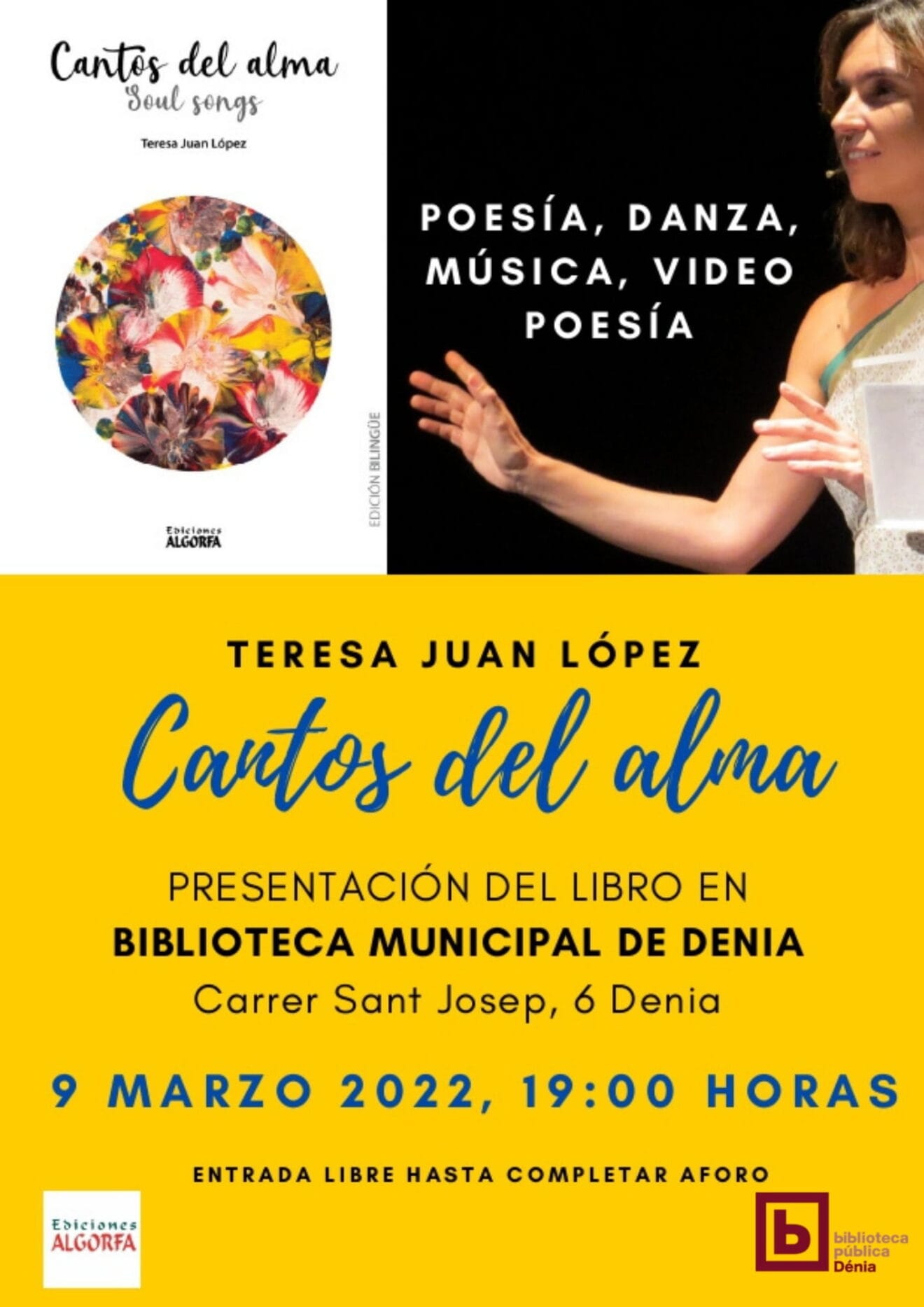 Cartel del acto de presentación de Cantos del alma