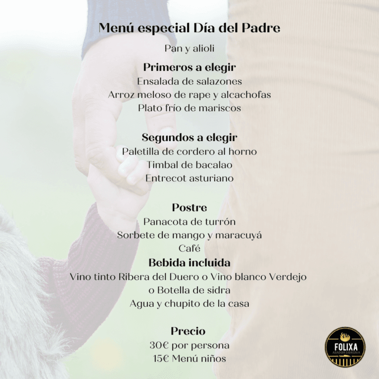 Menú Día del Padre en Folixa Asador Sidrería