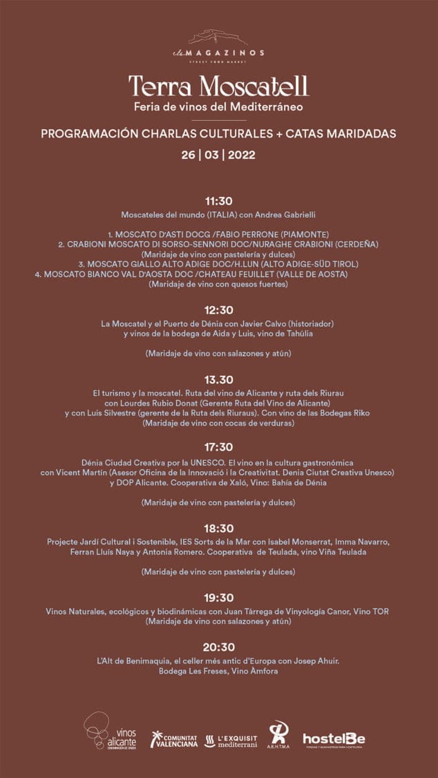 «Terra Moscatell 2022, la feria de vinos del Mediterráneo» llega a Els Magazinos para presumir de producto local 2 Imagen: Programación Terra Moscatell 2022