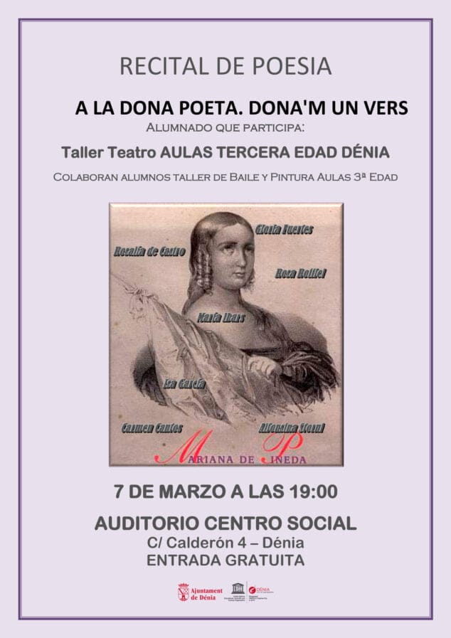 Las Aulas de la Tercera Edad homenajearán a las mujeres poetas para celebrar el 8M 1 Imagen: Recital Poesía Aules Tercera Edad 8M