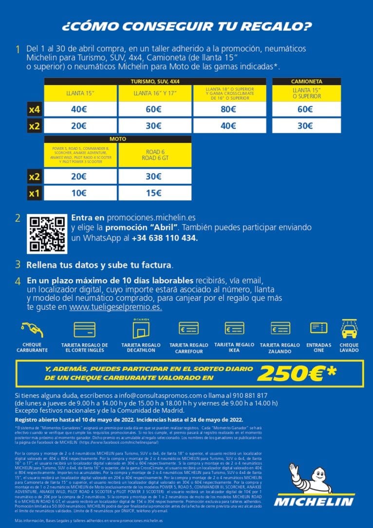 Consigue tu regalo con la promoción Michelin