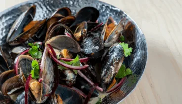 Mejillones frescos en este restaurante de Dénia