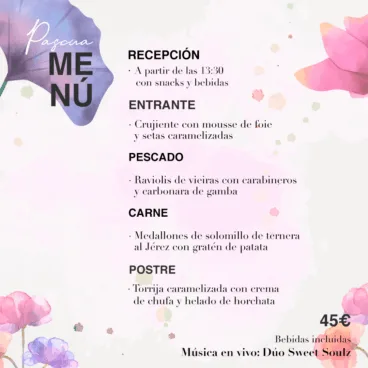 Menú de Pascua en Salones Carrasco por 45€