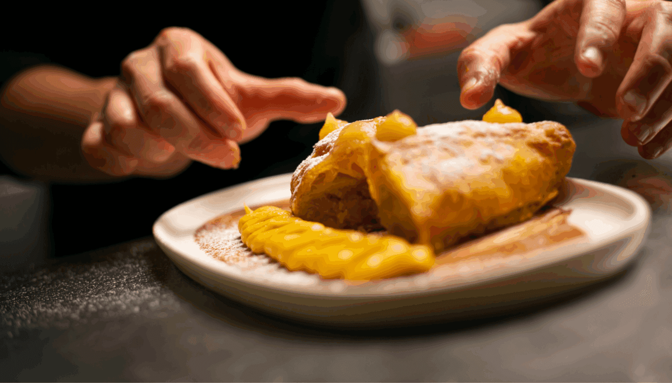 Una tarta frita de manzana especial en Escondida