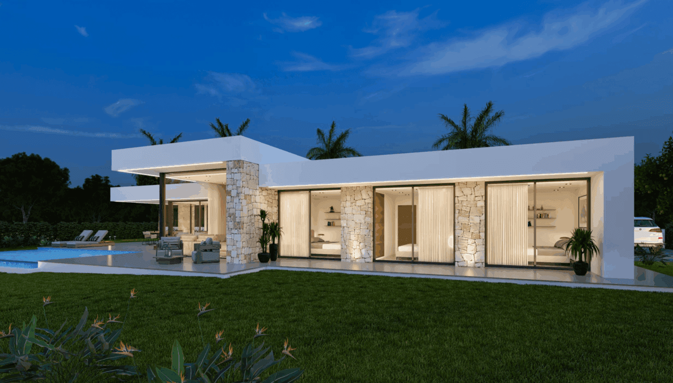 Vivienda iluminada de noche - Urbimed