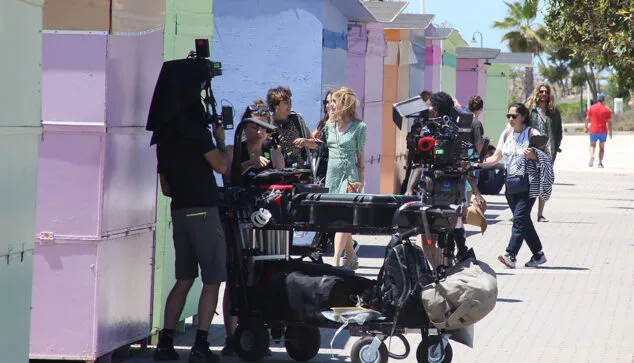 Imatge: Alexandra Jiménez durant el rodatge a Dénia