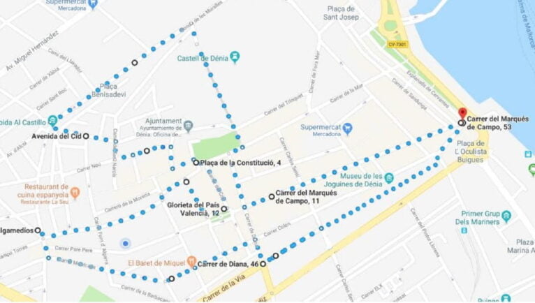 Route of the 8th Solidarity March in favor of Raquel Payá
