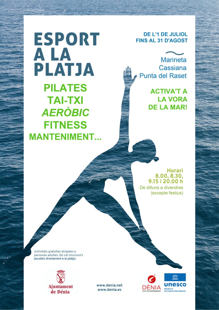 Poster van het initiatief 'Esport a la Platja' in Dénia