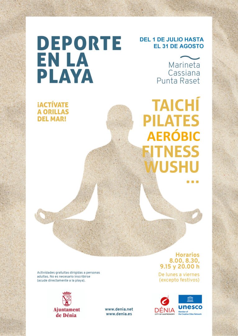 Poster van het initiatief 'Esport a la Platja' in Dénia (Spaanse versie)