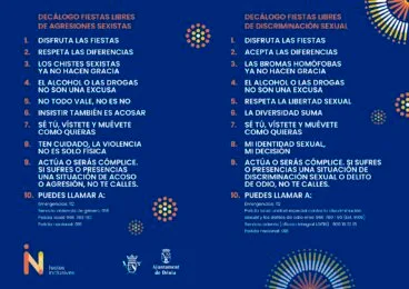 Decálogos de las fiestas de Dénia sin violencia ni discriminación
