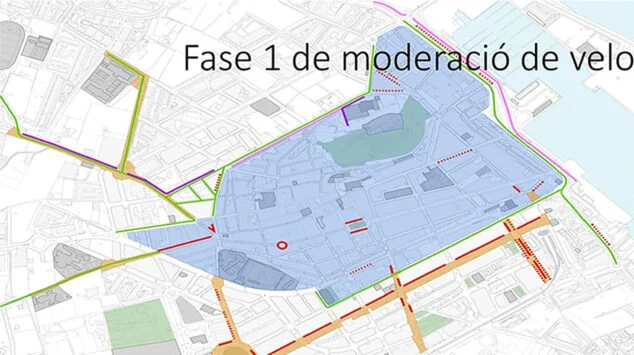 Imagen: Plano de la fase 1 de moderación de velocidad en Dénia