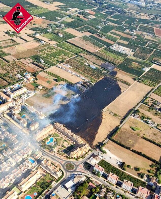 Se declara un incendio de vegetación y cañar en Dénia 1 Imagen: Área afectada por el incendio en Dénia