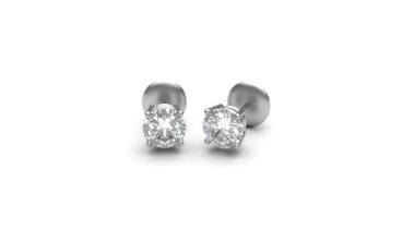 Dormilones de Oro blanco de 18 quilates con diamante en talla brillante de 0,52 quilates