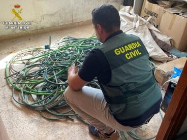 la guardia civil incauta el cableado de cobre robado