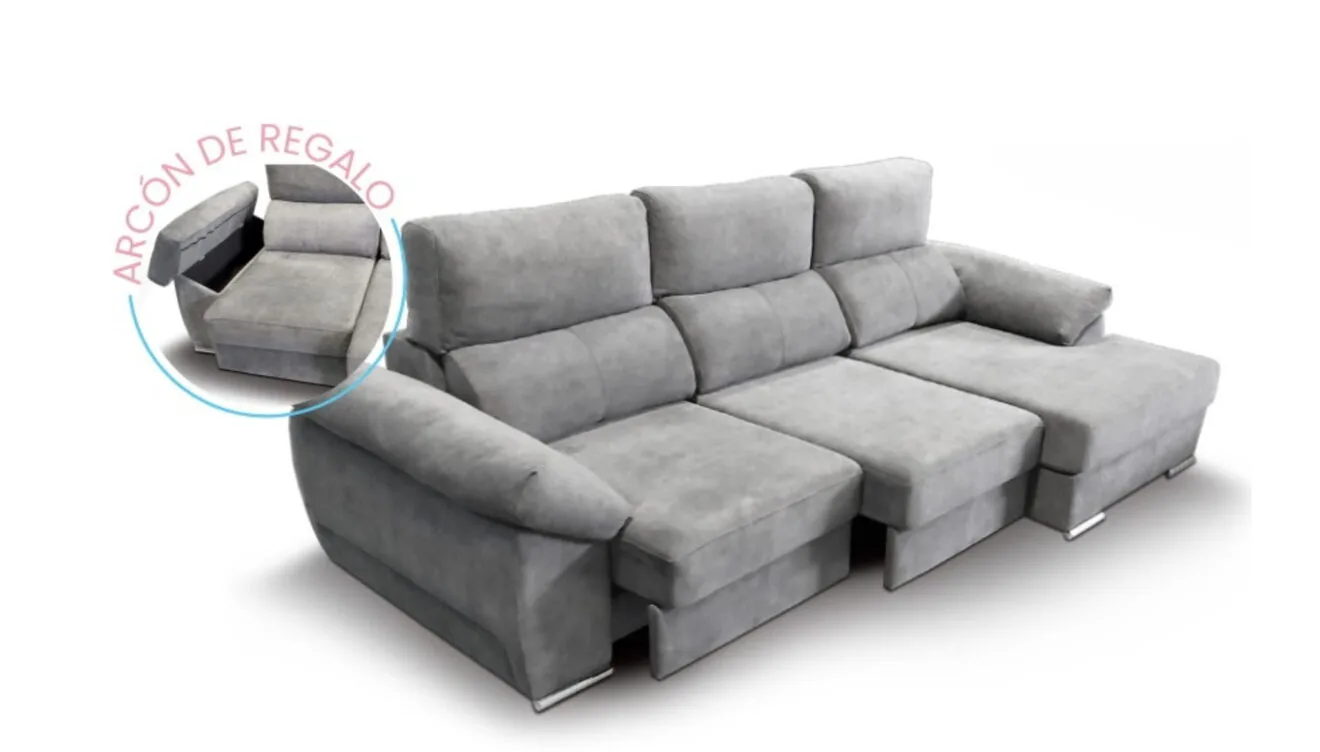 Sofá Vesta con brazo deslizante para comvertir en cama