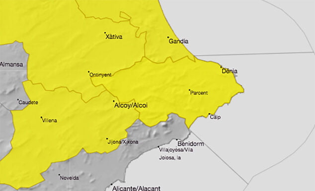 Imagen: Alerta amarilla en Dénia para el 16 de septiembre de 2022