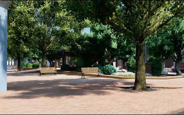 la plataforma unica unira la glorieta con las calles peatonales cercanas