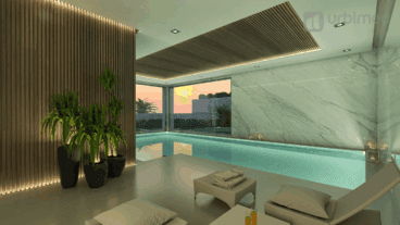 Piscina climatizada en el interior de la vivienda