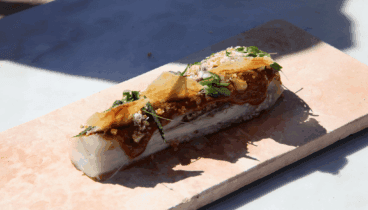 Berenjena a la llama del chef Bruno Ruiz en el DNA