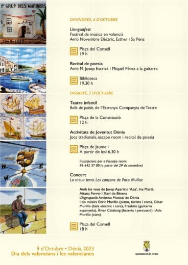 Programa primera mitad del Nou d’Octubre 2023 de Dénia