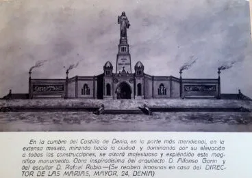 Boceto anunciando el monumento del Sagrado Corazón