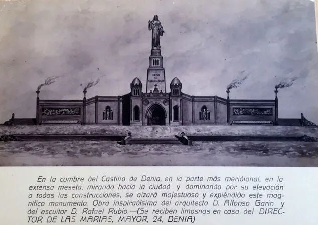 Imagen: Boceto anunciando el monumento del Sagrado Corazón