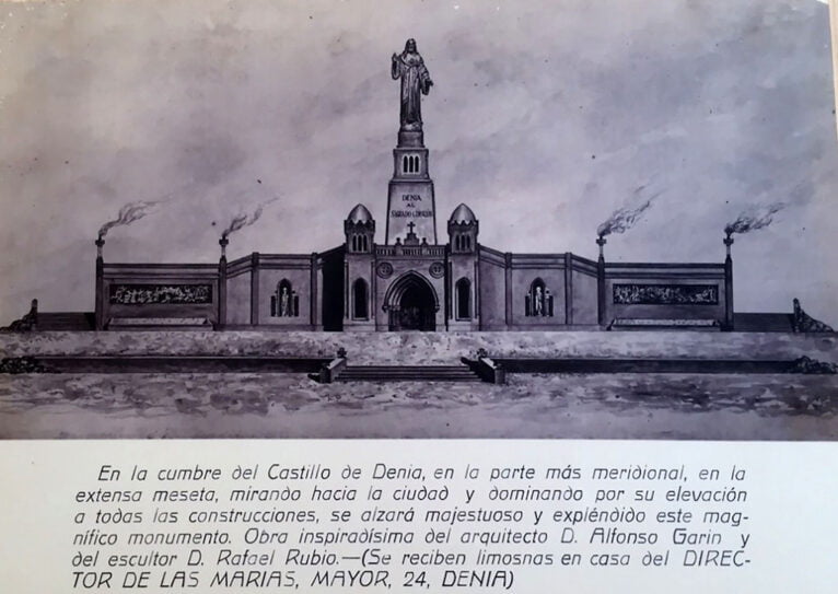 Boceto anunciando el monumento del Sagrado Corazón