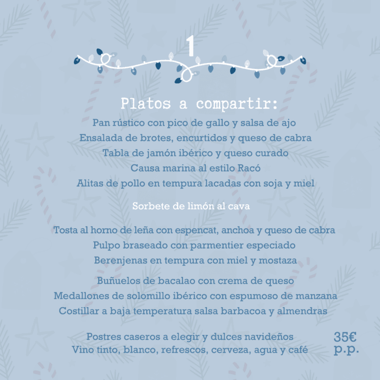 Menú 1 de Empresa de El Racó del Mar