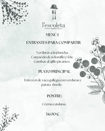 Menú 1 de empresa en L’Escoleta