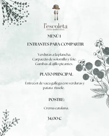 Menú 1 de empresa en L’Escoleta