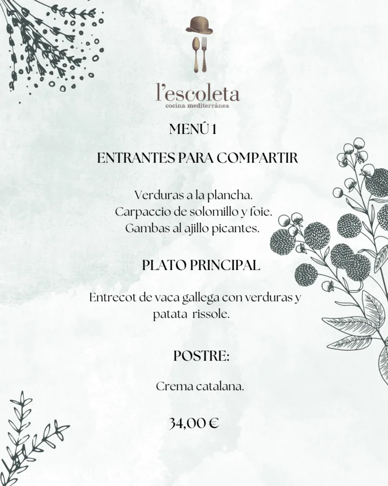 Menú 1 de empresa en L'Escoleta